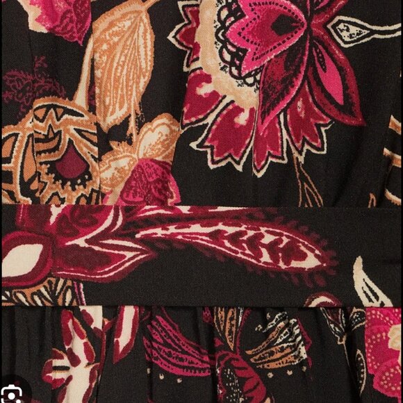 Adrianna by Adrianna Papell Printed Split V-Neck Long Blouson Sleeve - Picture 2 of 2